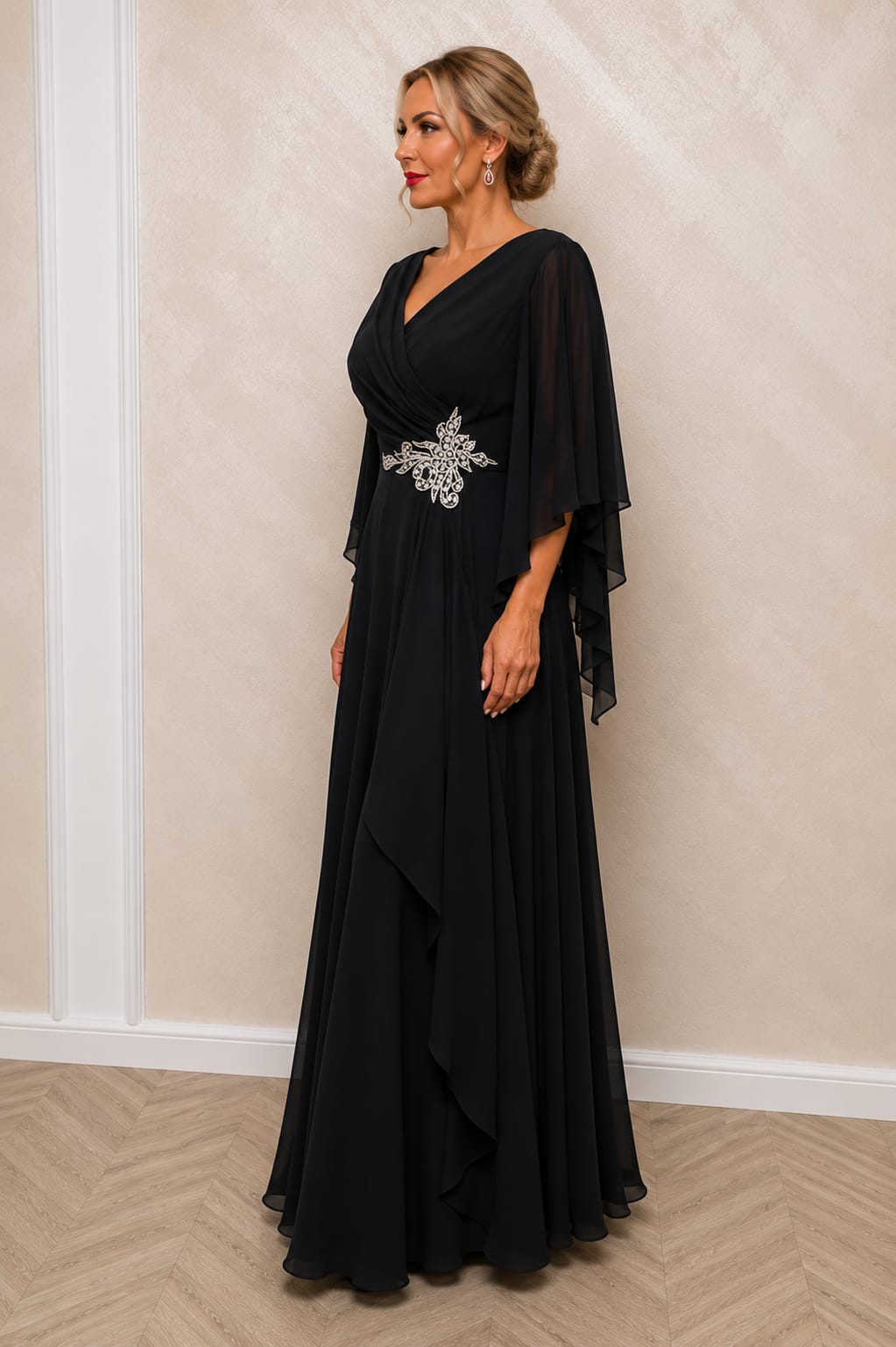 Rochia Monica – rochie eleganta din triplu voal pentru marimi plus size