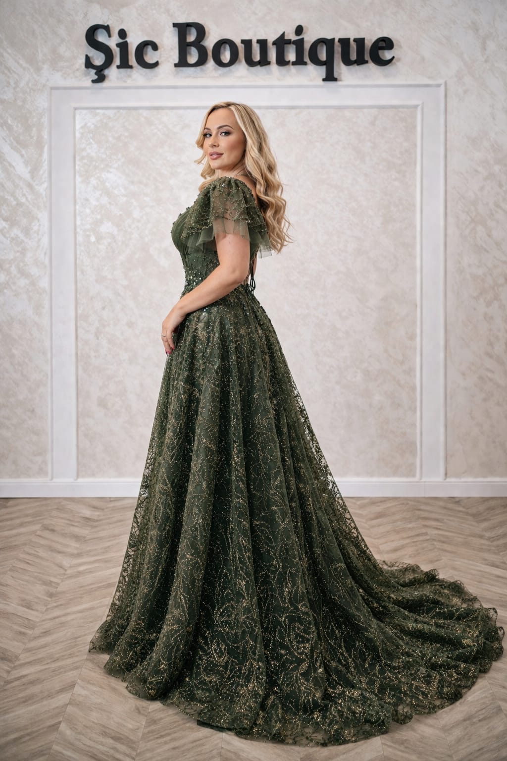Rochia Printes – Rochie lunga  tip printesa, cu paiete si corset reglabil