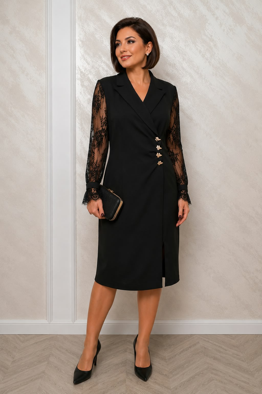 Rochia Star – Rochie eleganta tip sacou cu maneci din dantela