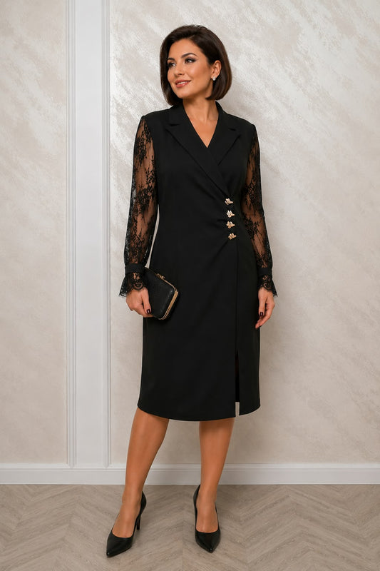 Rochia Star – Rochie eleganta tip sacou cu maneci din dantela