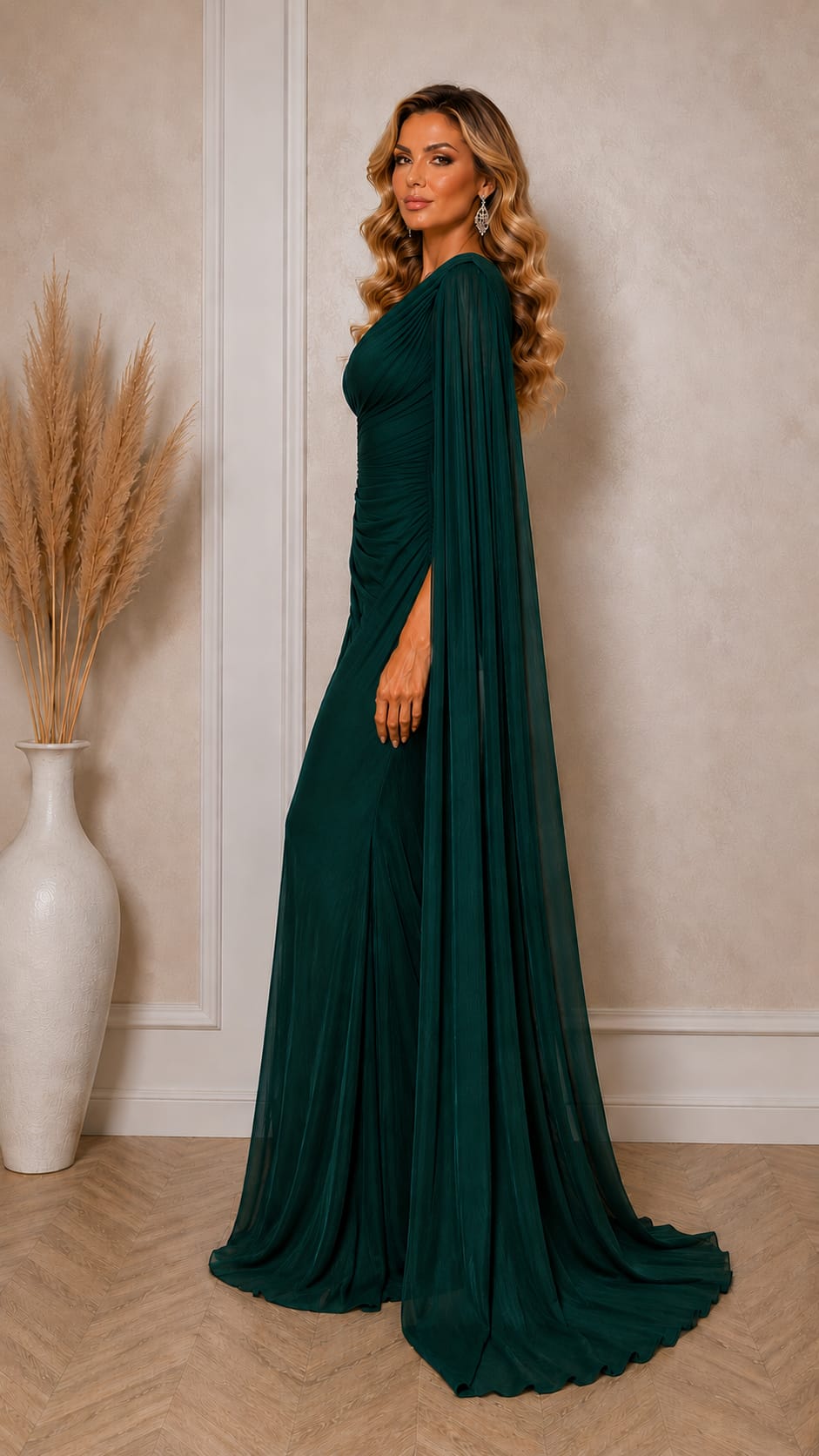 Rochia Desire – Rochie simpla dar eleganta diverse  nuante cu maneca tip esarfa din matase artificiala
