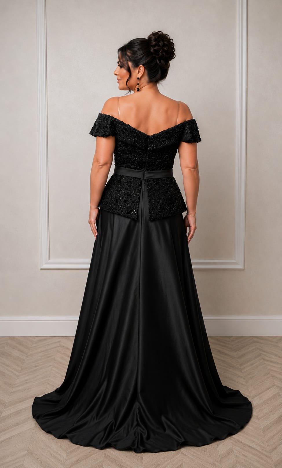 Rochia Legend – Rochie de seara din tafta cu corset paietrat si bretele cazute pe umar