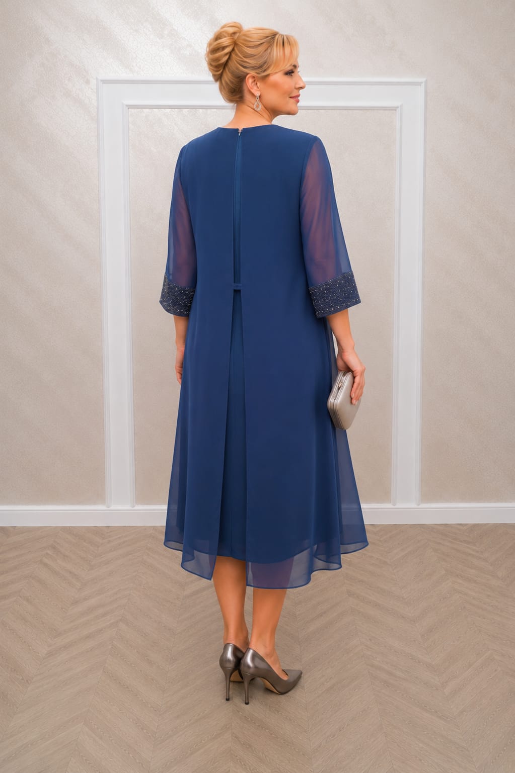 Rochie Barbara Midi -Rochie eleganta si rafinata pentru evenimente disponibila in 2 nuante