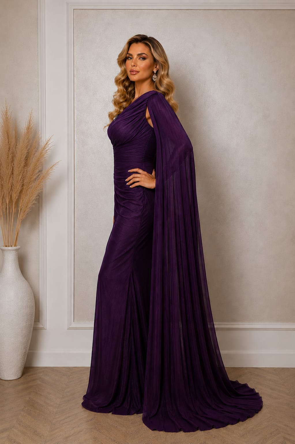 Rochia Desire – Rochie simpla dar eleganta diverse  nuante cu maneca tip esarfa din matase artificiala