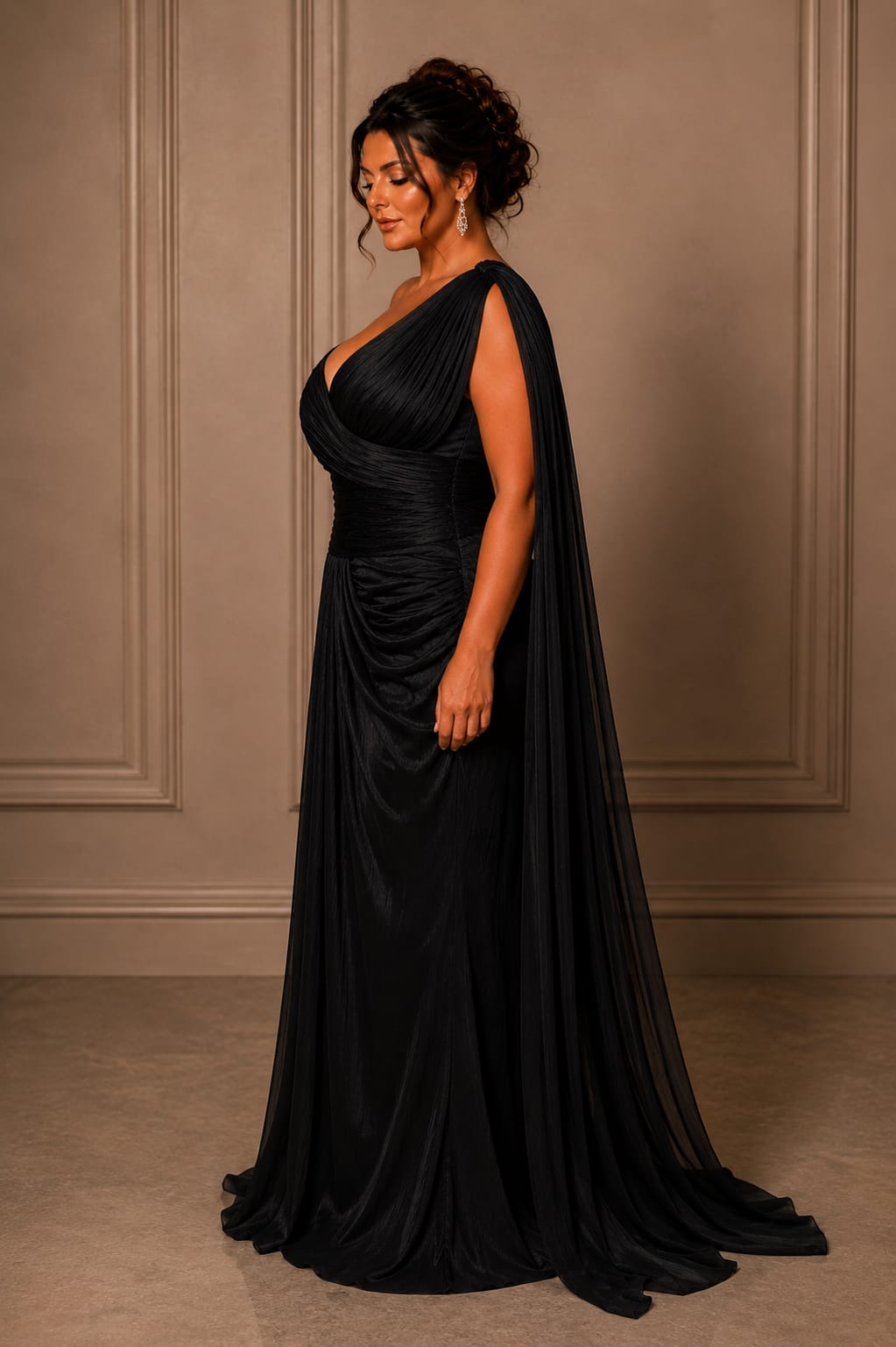 Rochia Mira – Rochie eleganta vaporoasa din matase artificiala pentru marimi plus size