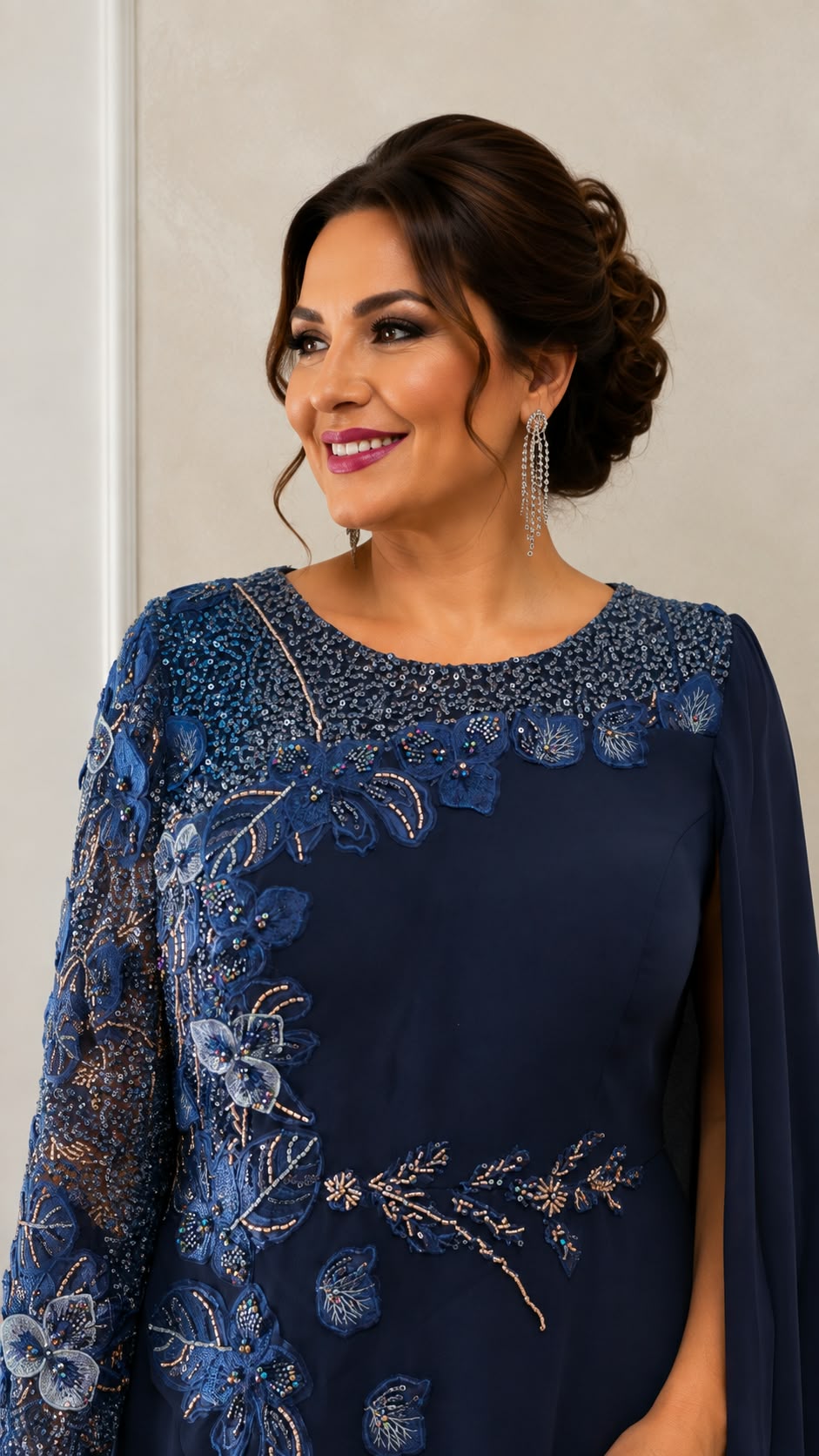 Rochia Dimelo - Rochie lunga eleganta pentru marimi mari cu broderie si perle