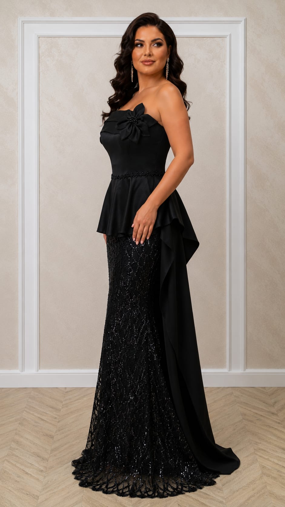 Rochia Gema – Rochie lunga de seara tip sirena, cu corset si detalii pretioase