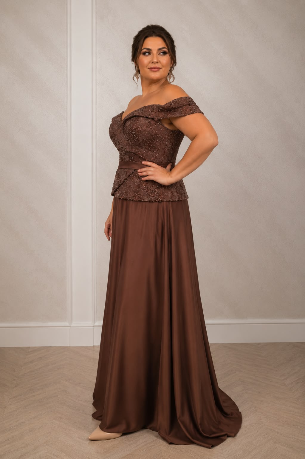 Rochia Donatela - Rochie lunga eleganta din tafta cu corset din dantela