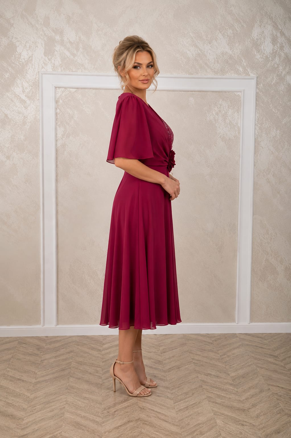 Rochia Stella Midi – Rochie lungime midi din voal cu maneci vaporoase diverse culori