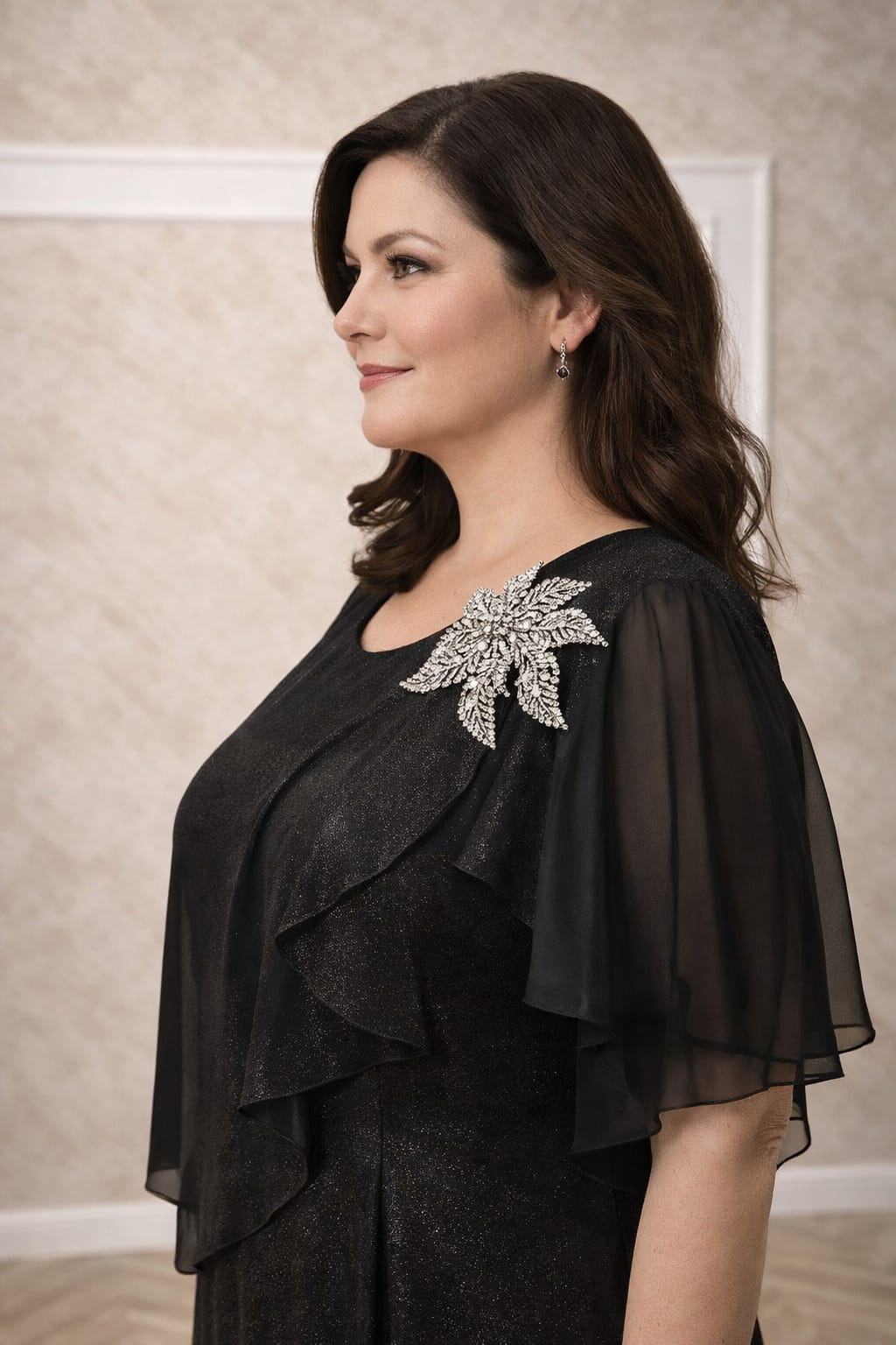 Rochia Teo – Rochie Lunga Neagra Eleganta pentru Marimi Mari