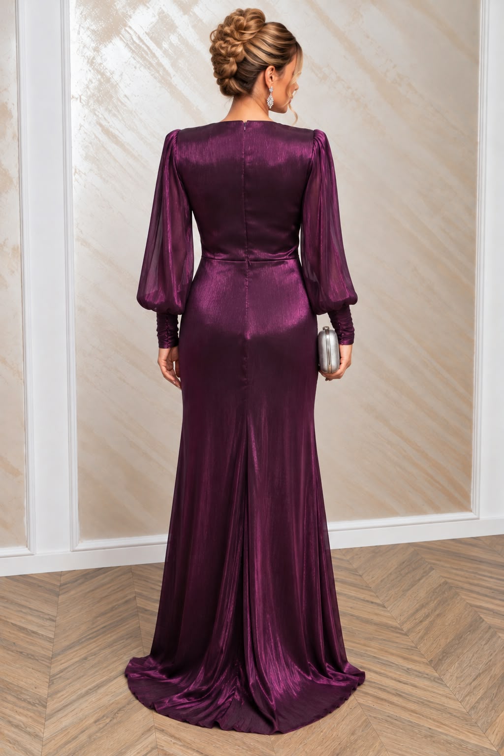 Rochie eleganta lunga Ilinka din matase organica cu drapaje