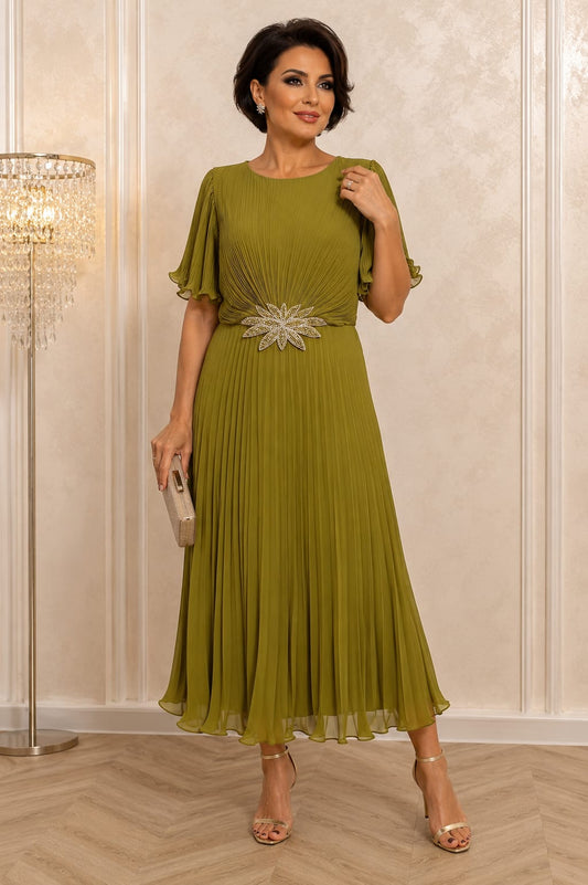 Rochia Dida Midi – Rochie eleganta din voal plisat, usoara si vaporoasa disponibila in mai multe culori