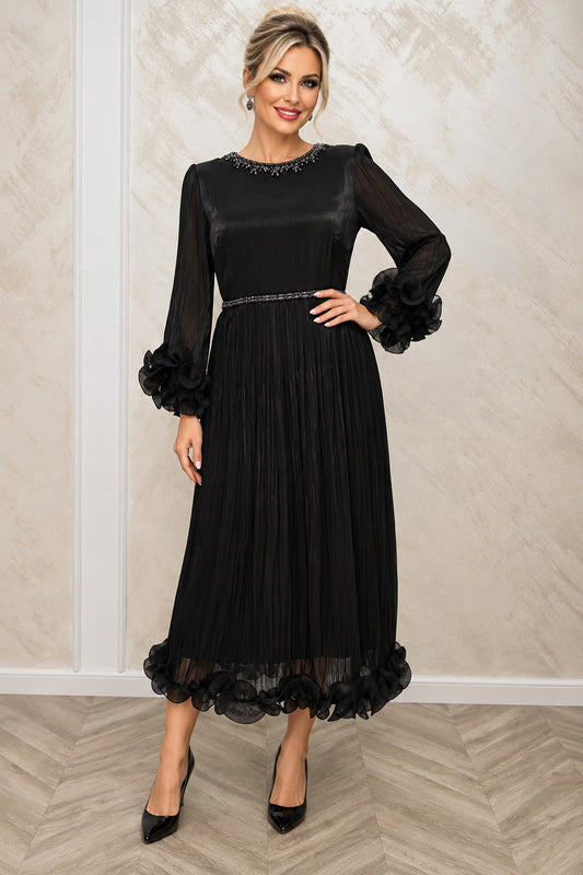 Rochie Nama midi verde petrol din matase organica