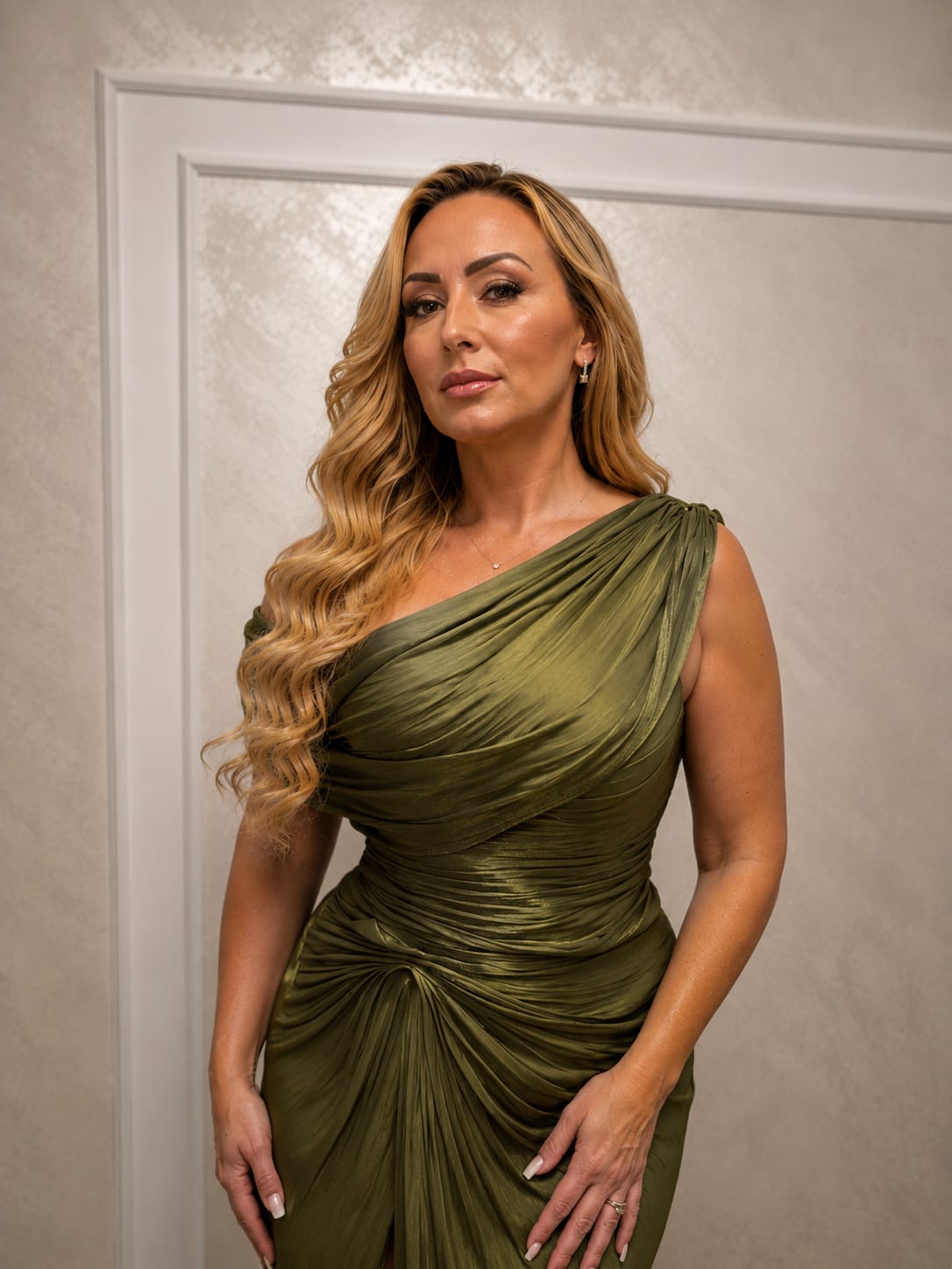 Rochia Olive Grace – Rochie lunga cu drapaje  din matase