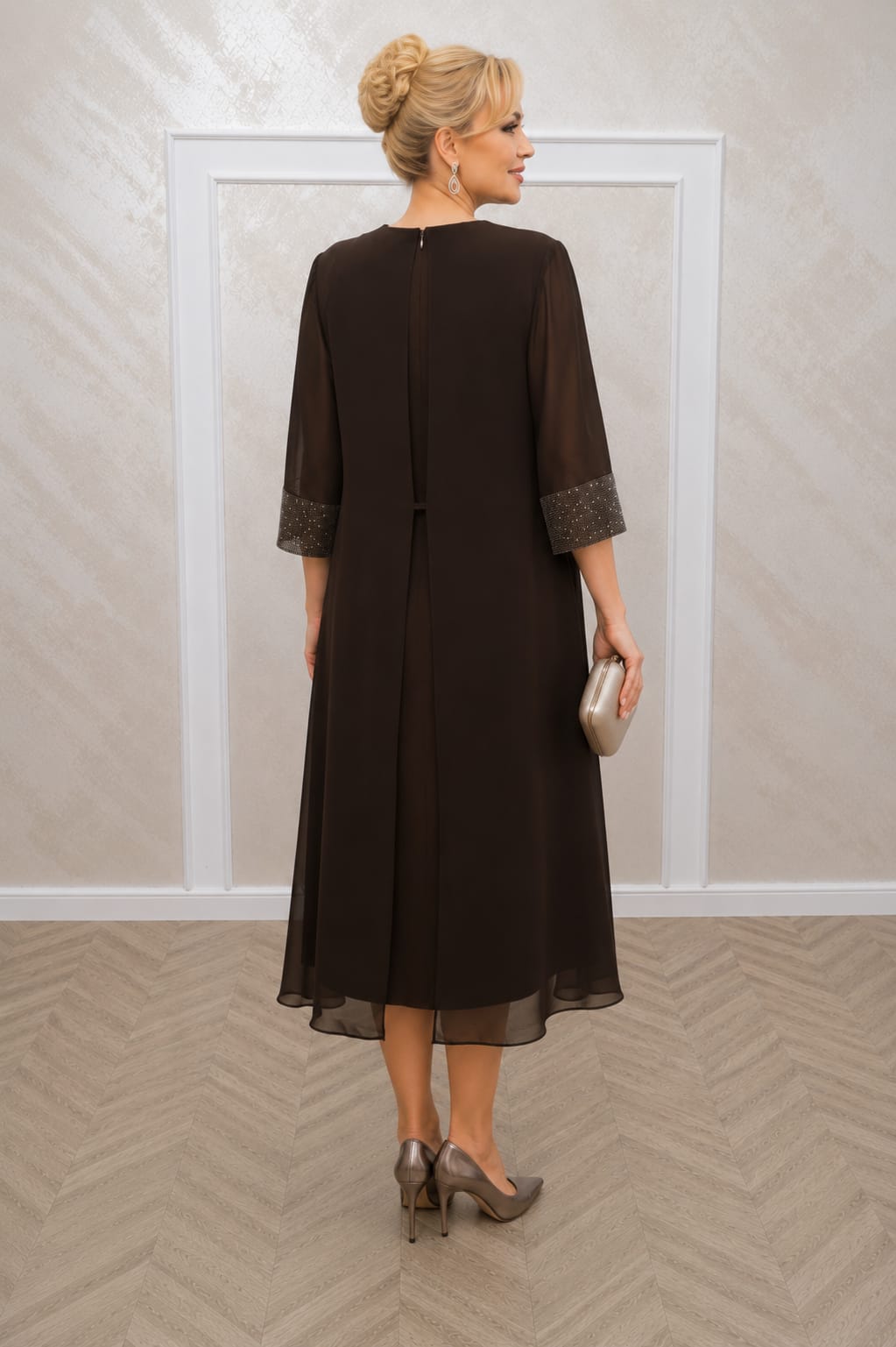 Rochie Barbara Midi -Rochie eleganta si rafinata pentru evenimente disponibila in 2 nuante