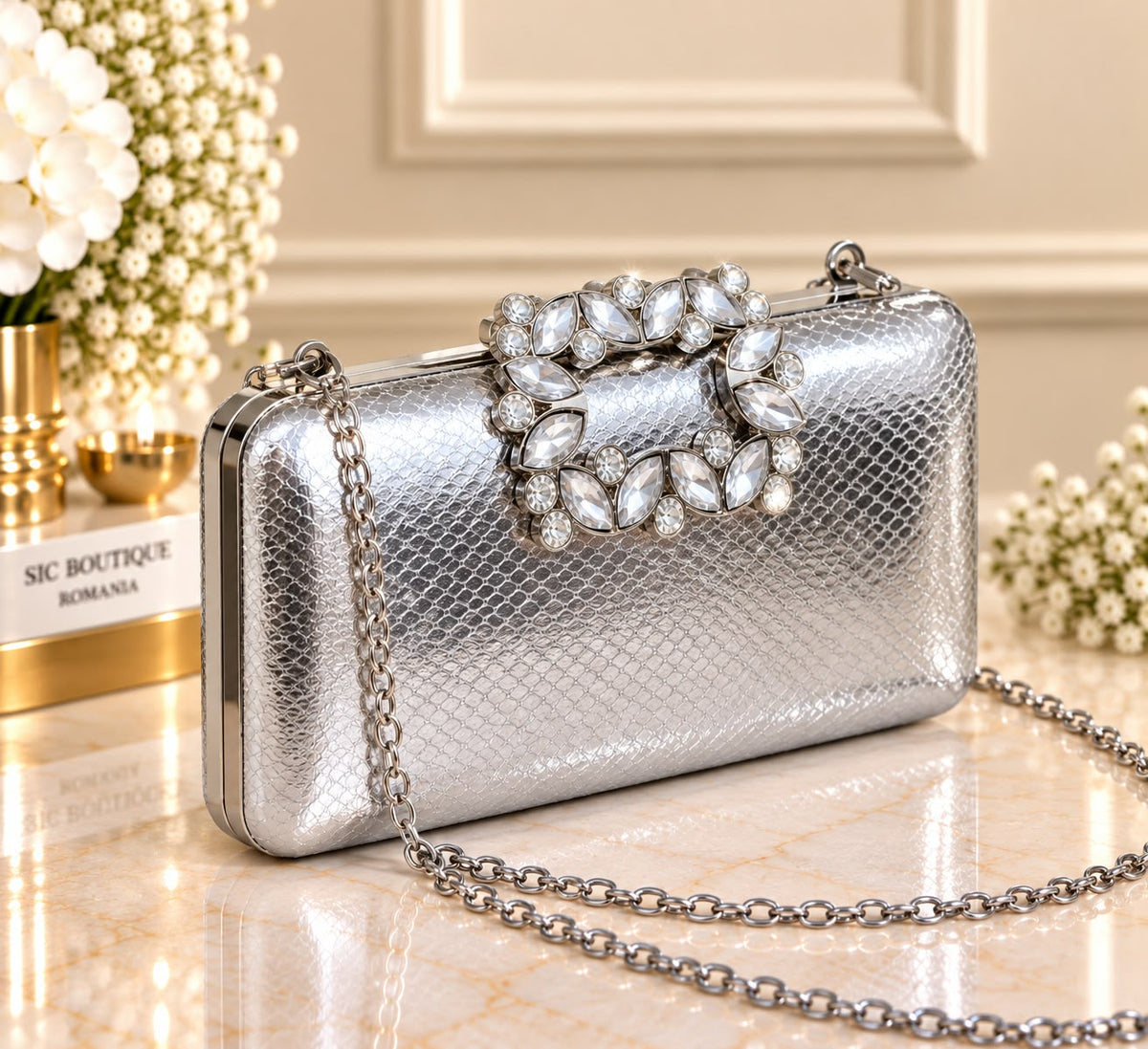 Geanta Clutch dama eleganta cod 1113 cu cristale – Plic de Ocazie