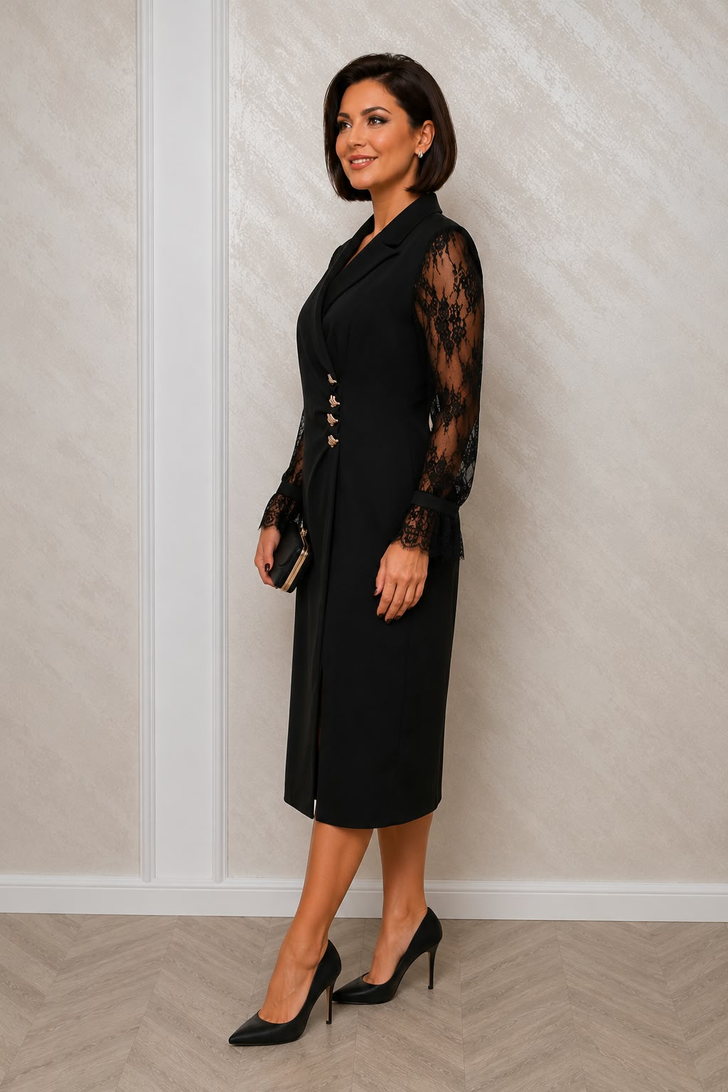 Rochia Star – Rochie eleganta tip sacou cu maneci din dantela