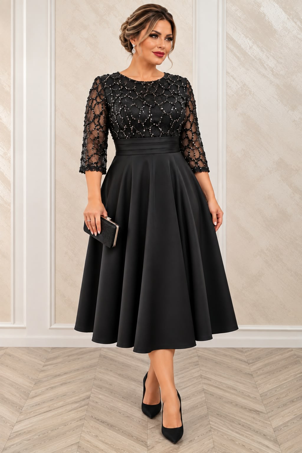 Rochia Dixi lungime midi-rochie eleganta disponibila in 2 nuante