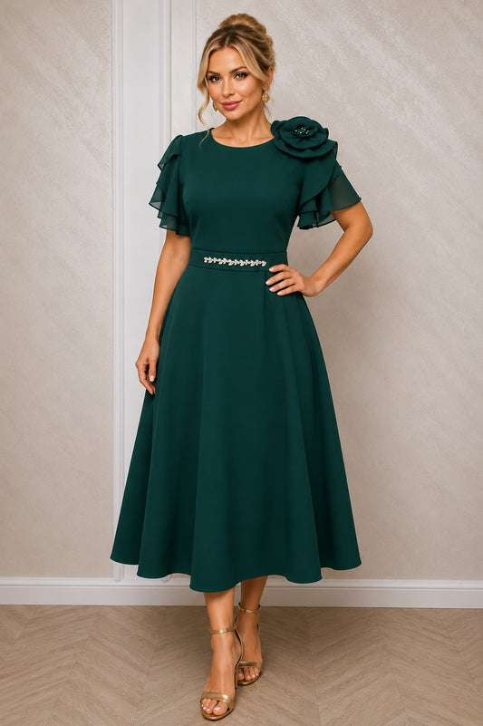 Rochia Irina – Rochie eleganta cu maneci din voal si buzunare