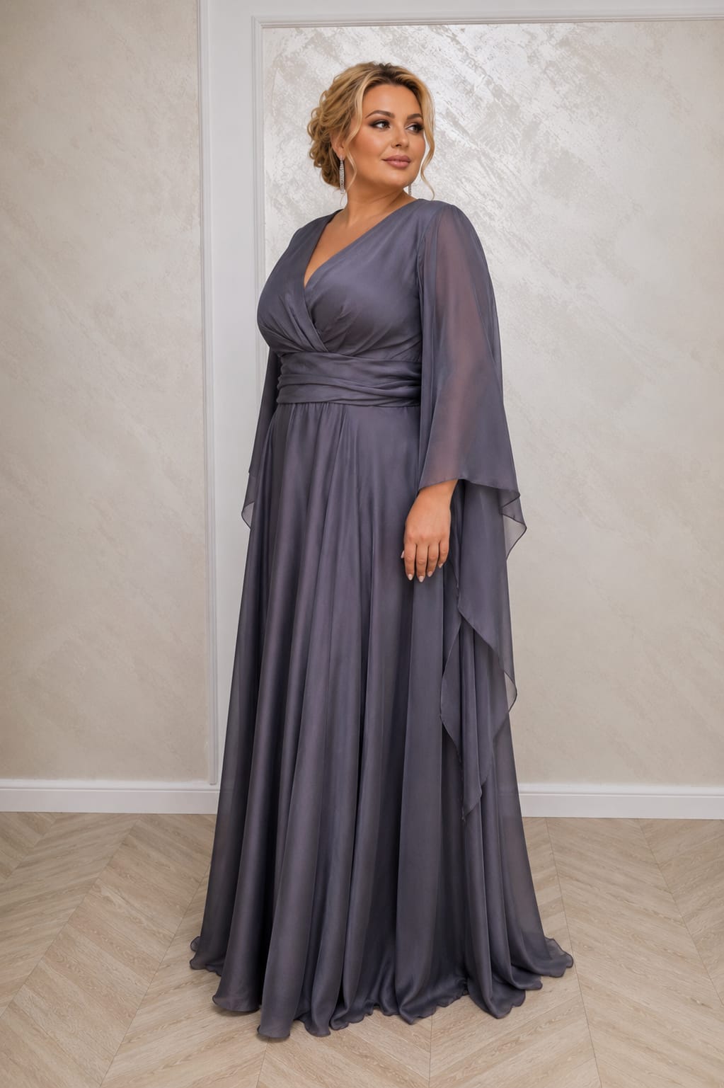 Rochie Volia -  Rochie din voal usoara care avantajaza marimile Plus Size
