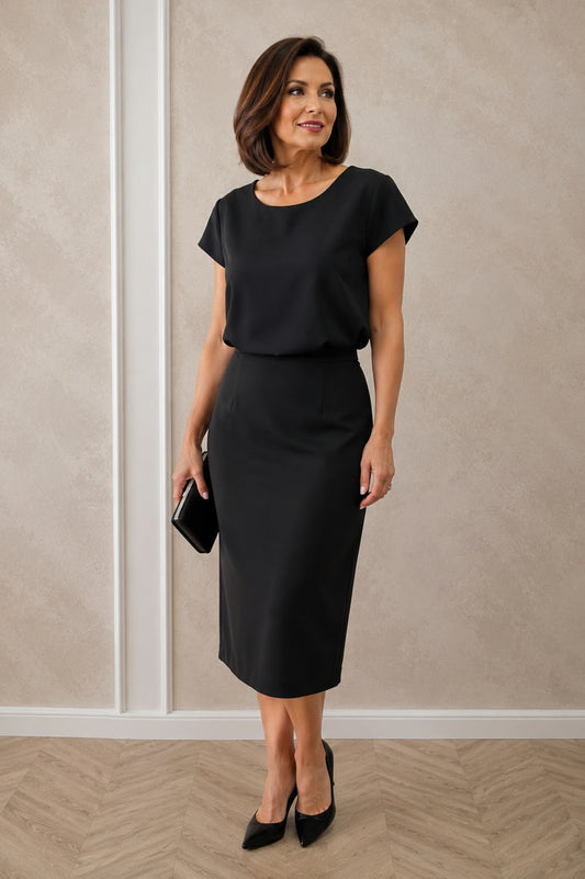 Compleu elegant dama Cemy 3 piese cu fusta,camasa si taior cu cristalele
