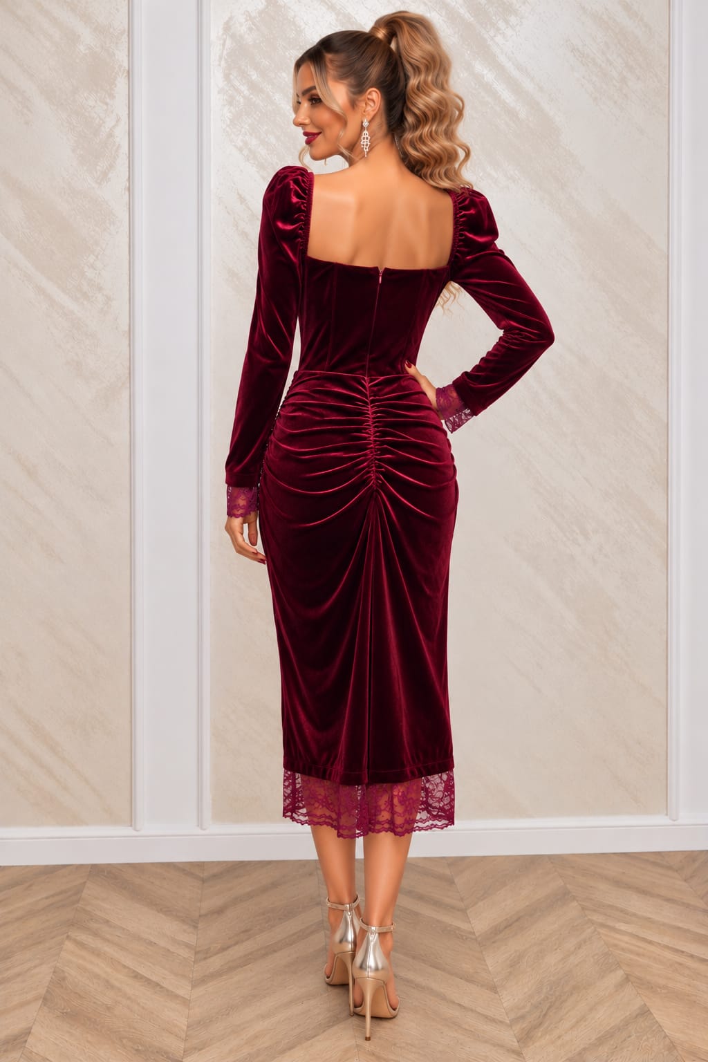 Rochia Lamore - Rochie midi din catifea premium