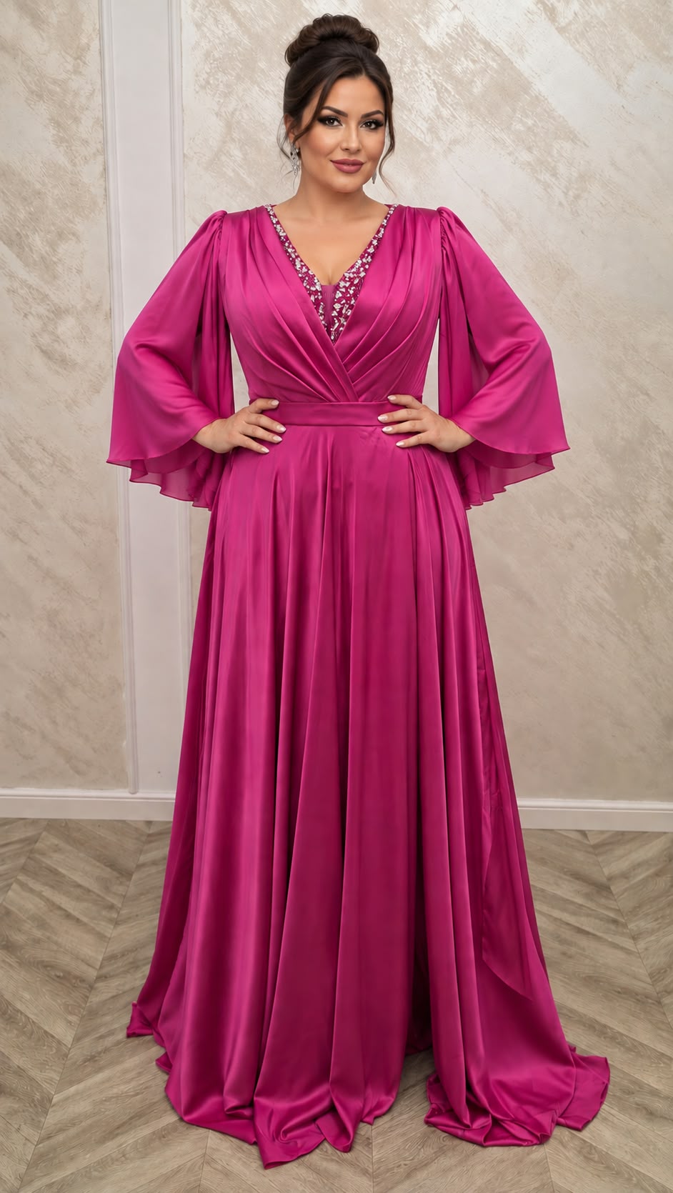 Rochia Diona Lux – rochie de seara lunga din satin cu fir de matase si cristale disponibila in 3 culori