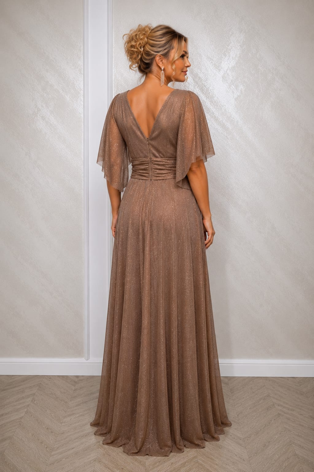 Rochie Doria  – Rochie lunga si usoara din voal sclipitor