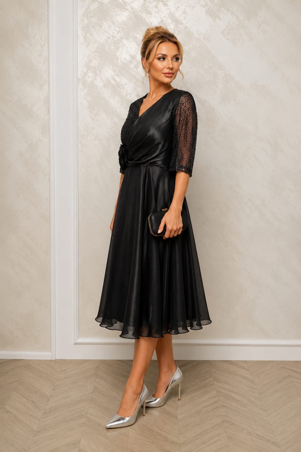 Rochia Tuna Midi – Rochie scurta eleganta si usoara din organza
