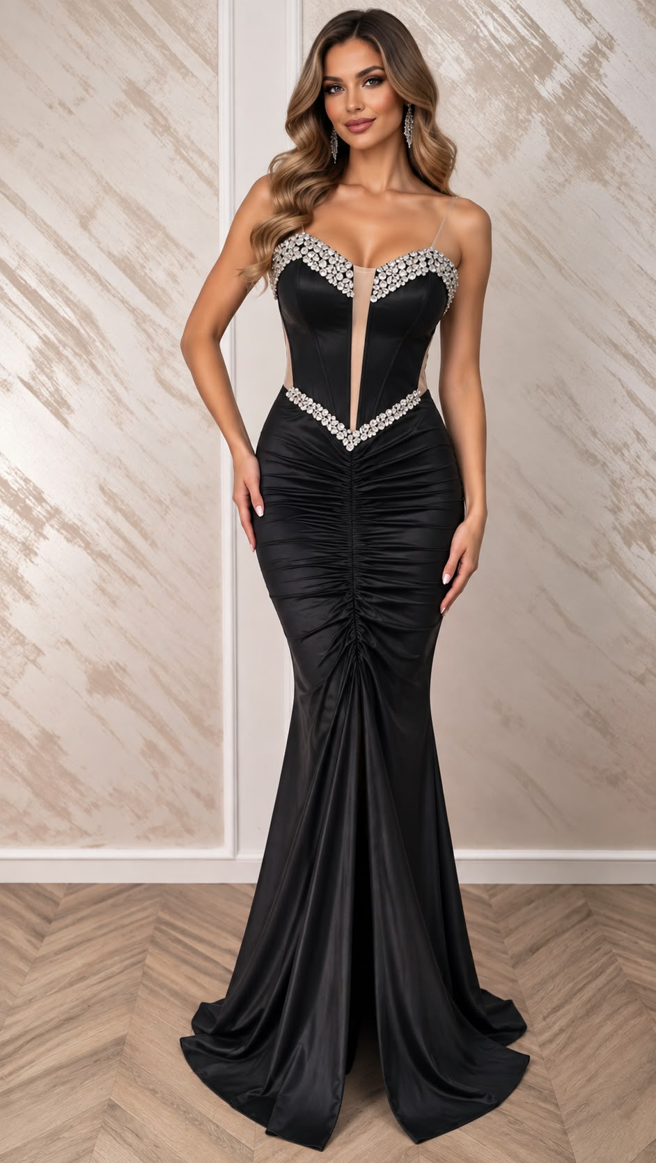 Rochie Aliona lunga de seara cu corset si cristale