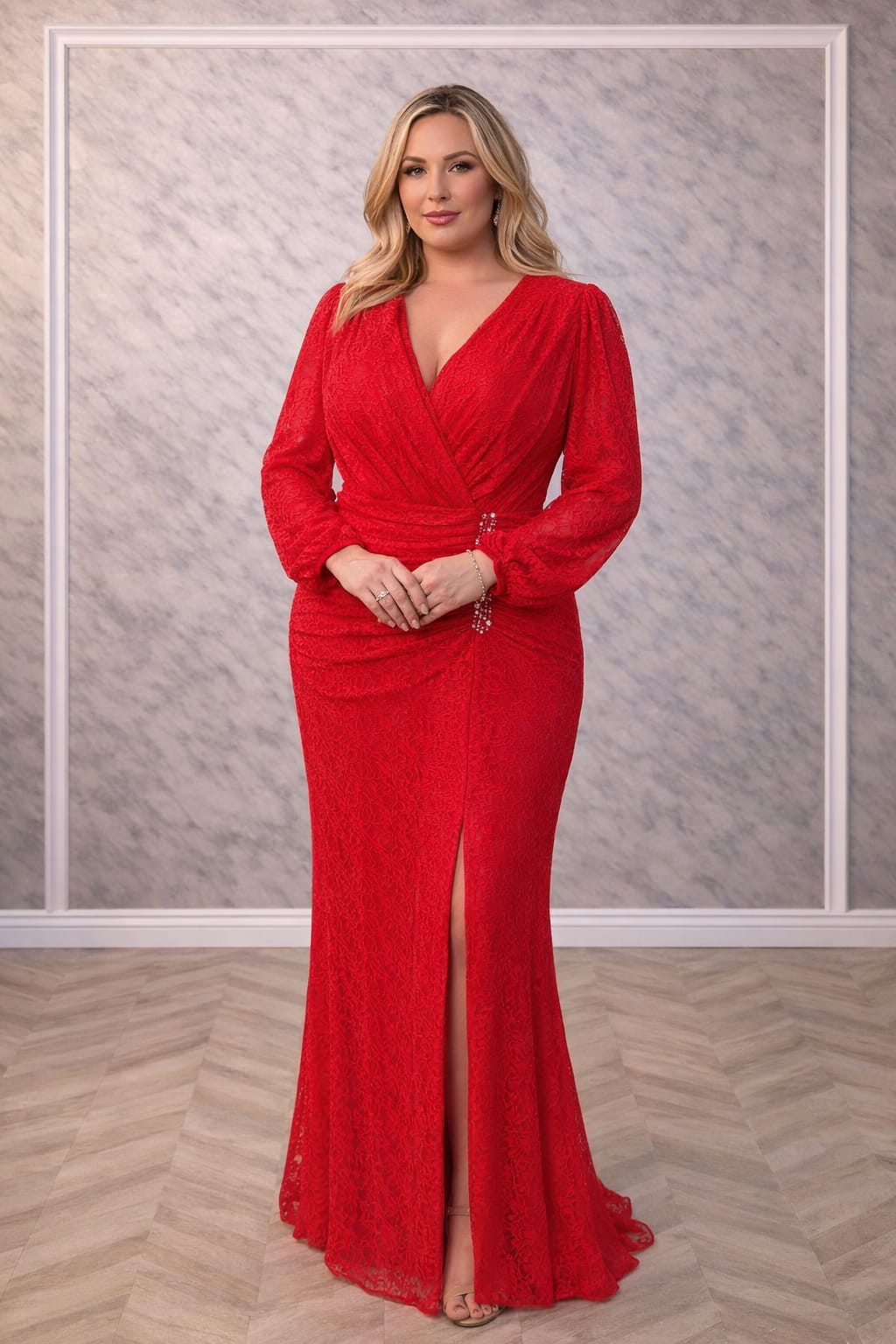 Rochie Mara  de seara lunga din dantela Chantilly
