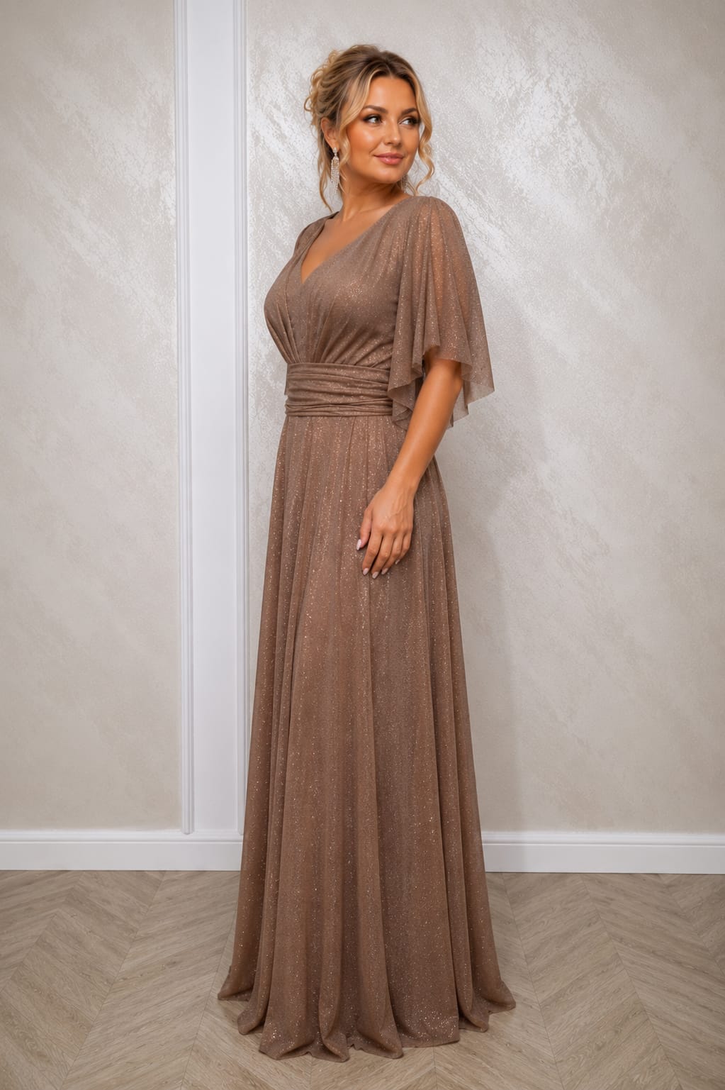 Rochie Doria  – Rochie lunga si usoara din voal sclipitor
