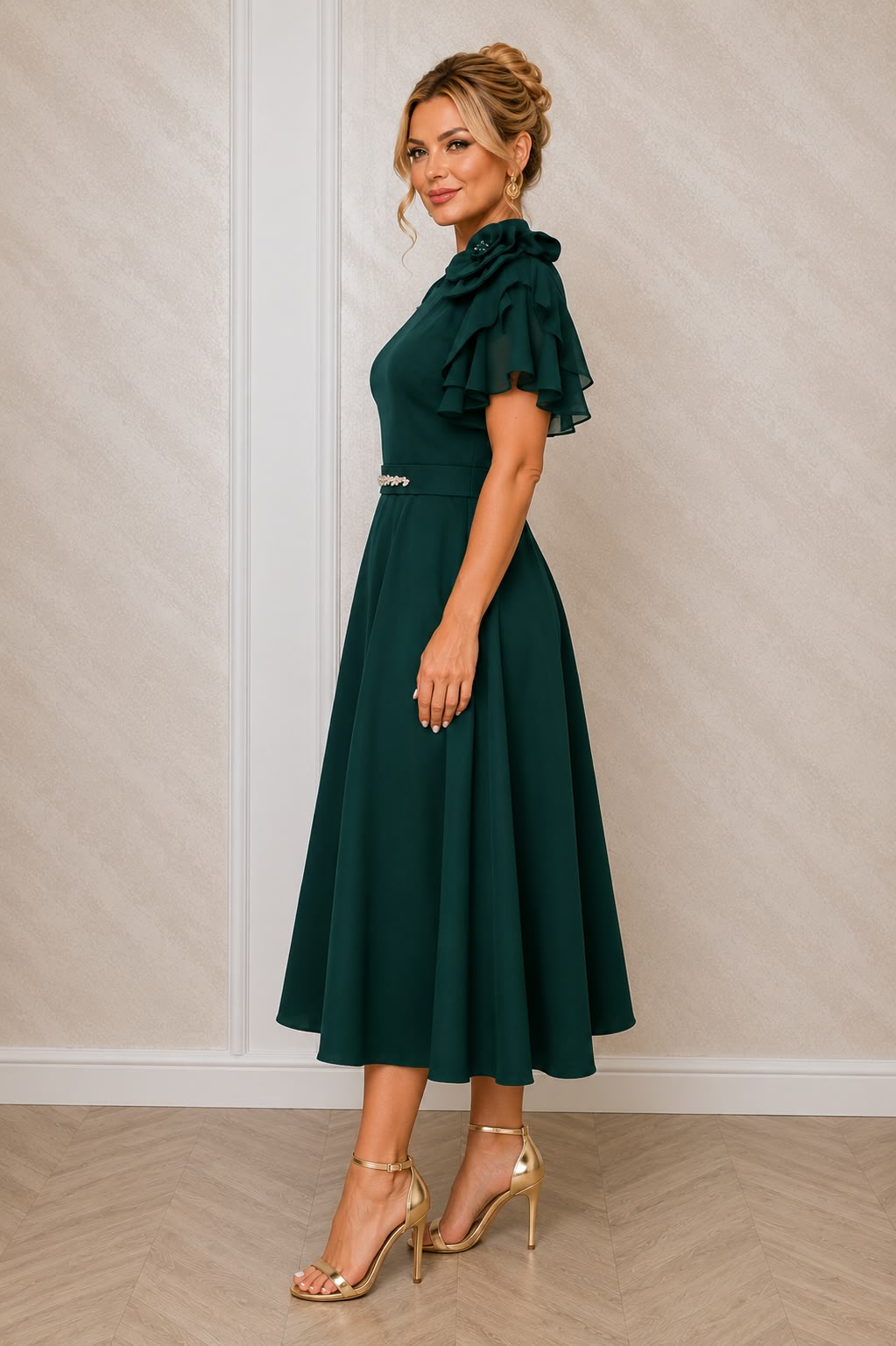Rochia Irina – Rochie eleganta cu maneci din voal si buzunare