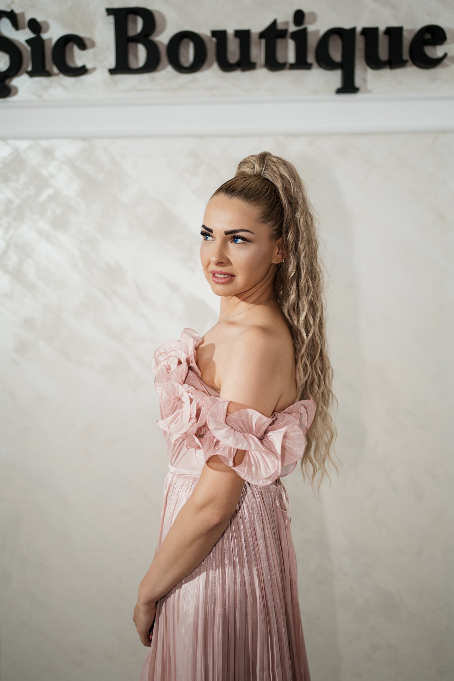 Rochie Aime roz pudra