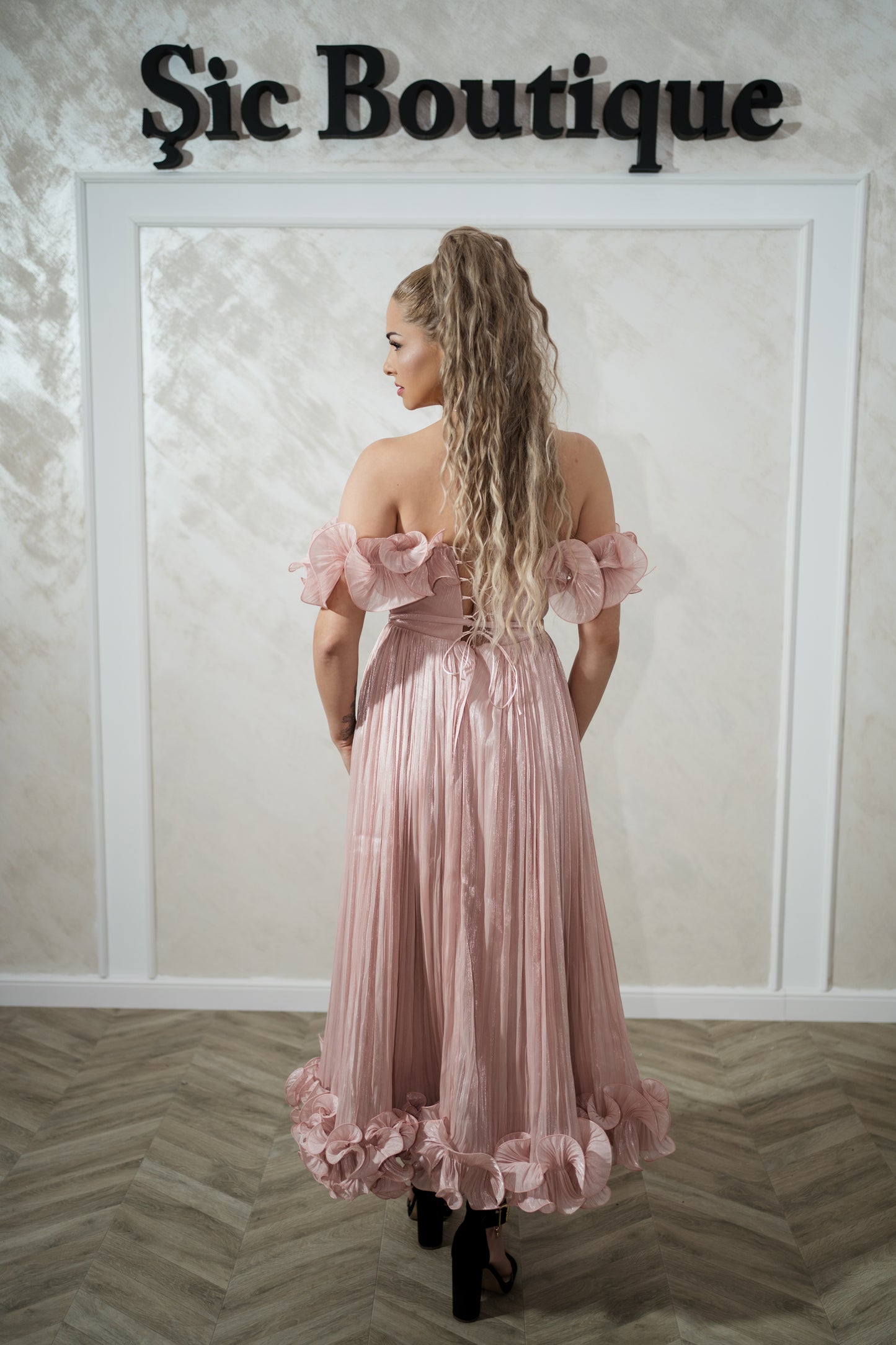 Rochie Aime roz pudra
