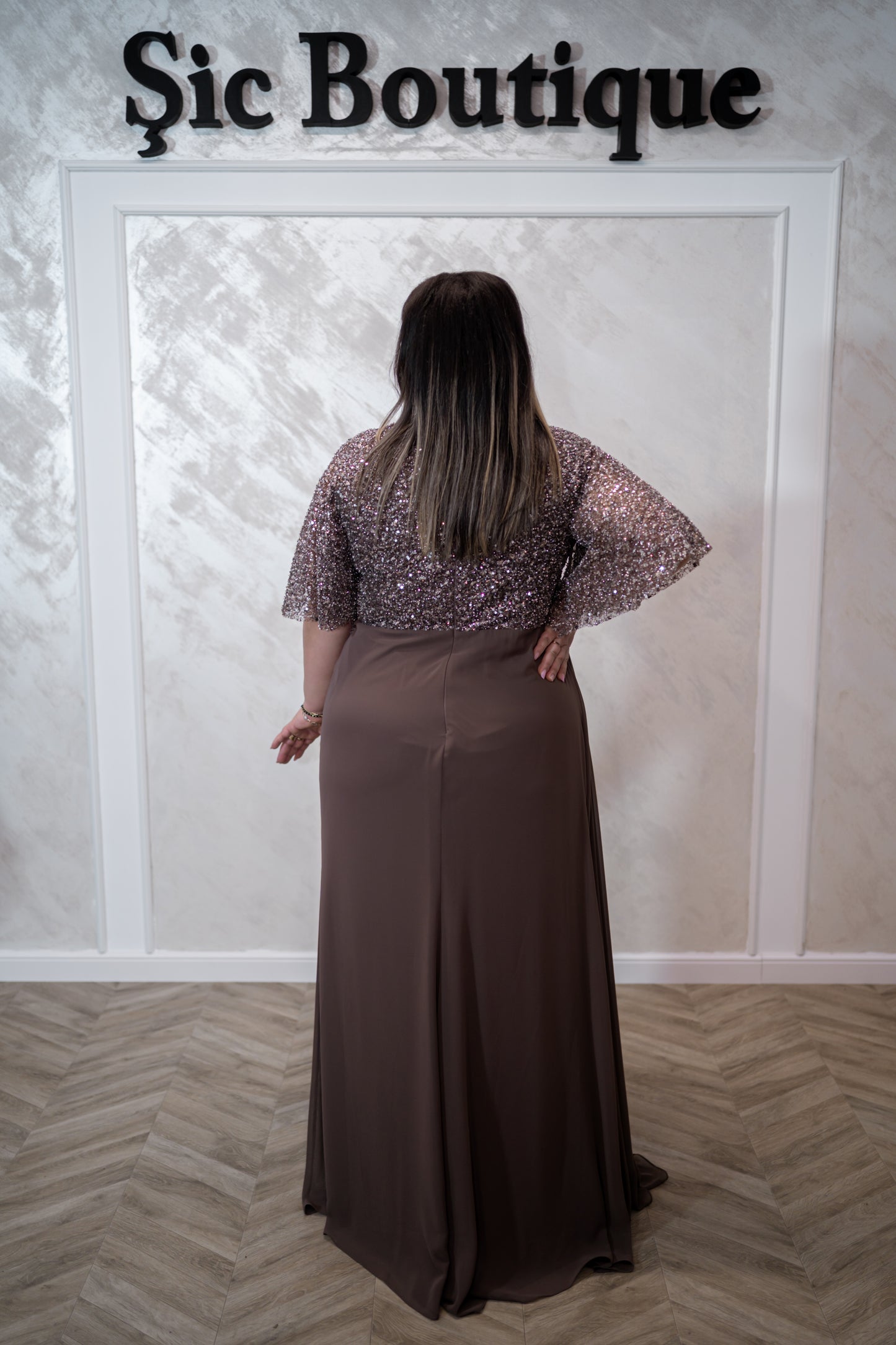 Rochia Milan – Rochie eleganta de seara cu paiete si voal