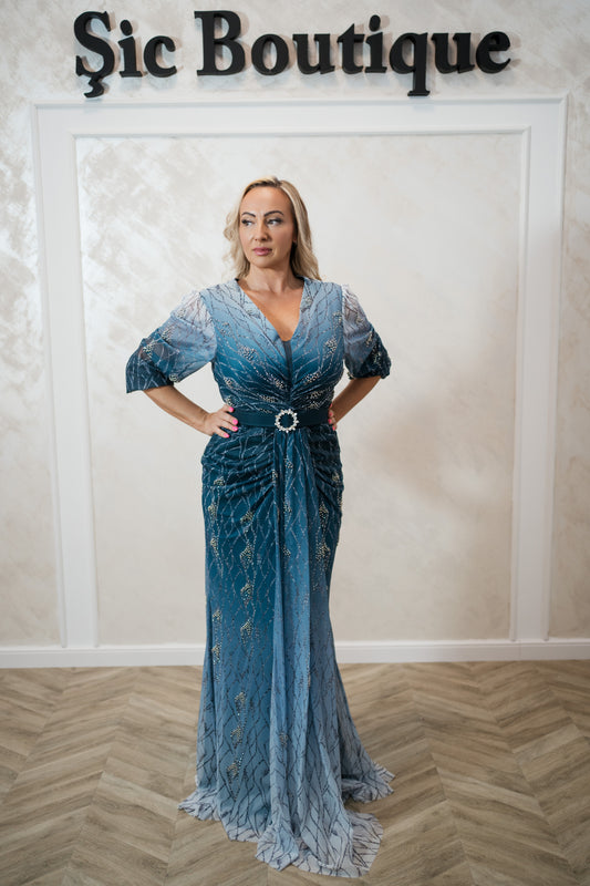 Rochia Medina- Rochie elegantă din tiul italian cu perle – rafinament pentru ocazii speciale