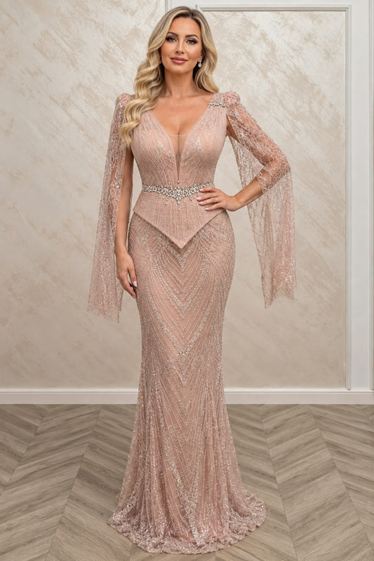 Rochie Osaka - Rochie lunga eleganta cu corset reglabil si broderie - Roz Cires