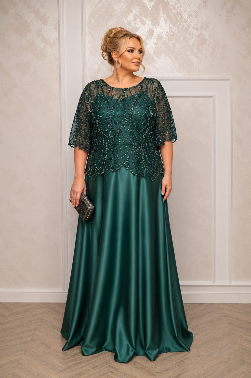 Rochia Morena - Rochie eleganta verde smarald pentru femei plus size