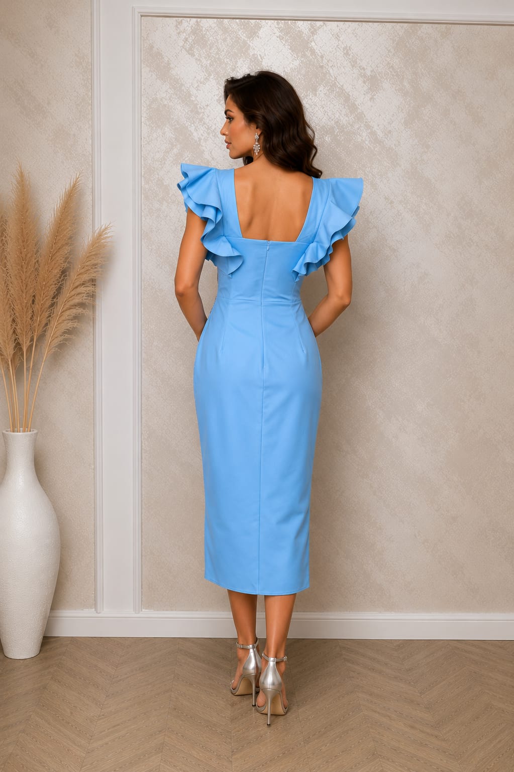 Rochia Kedna - rochie lungime midi care evidentiza silueta disponibila in 2 nuante