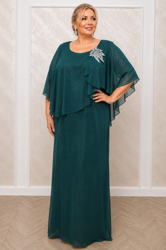 Rochia Teo - rochie lunga eleganta verde smarald pentru marimi mari