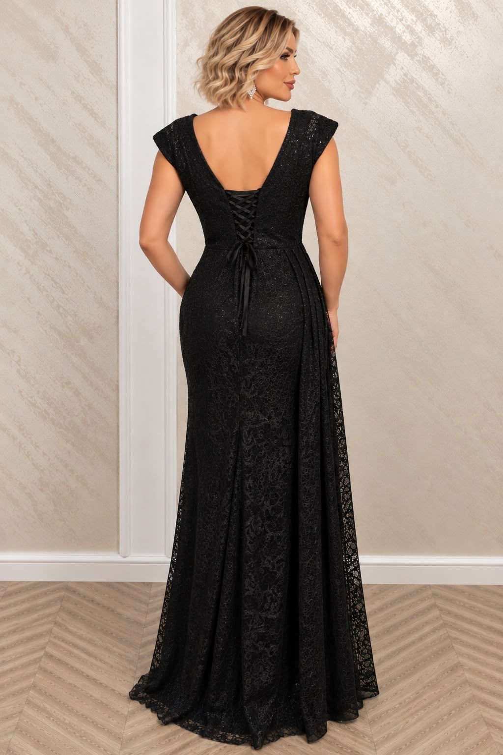 Danielle Lux - Rochie Lunga din Dantela cu Corset Reglabil