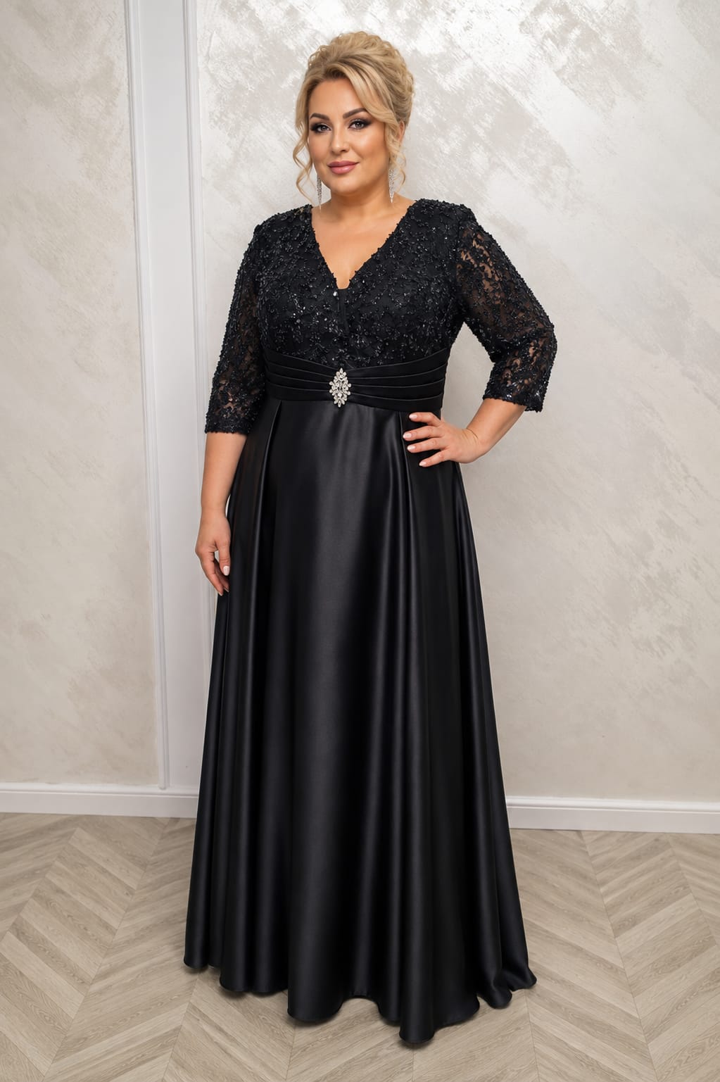 Rochia Chiara - rochie lunga pentru marimile plus size Capuccino sau Negru