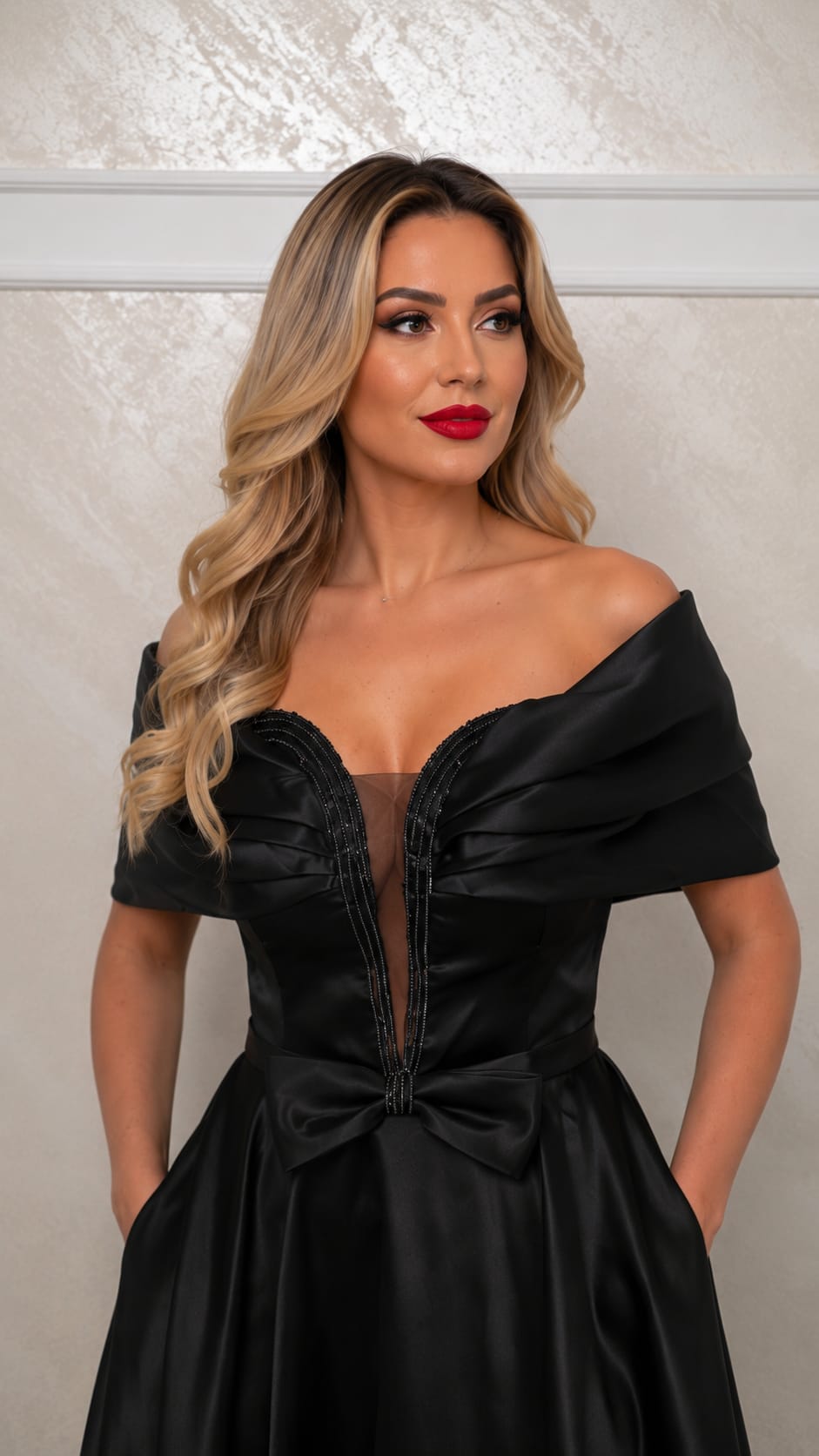 Rochia Serena – rochie din tafta premium reflexii sofisticate bordo-metalic si negru-metalic