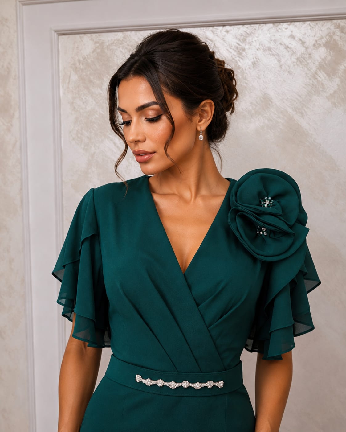 Rochia Pigna – Rochie pentru evenimente lungime midi cu maneci din voal