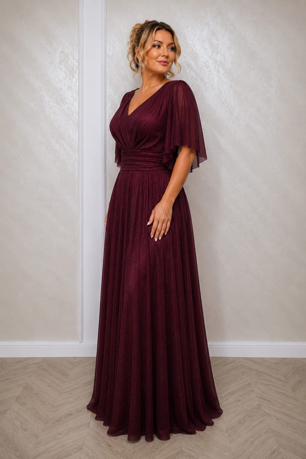 Rochie Doria  – Rochie lunga si usoara din voal sclipitor
