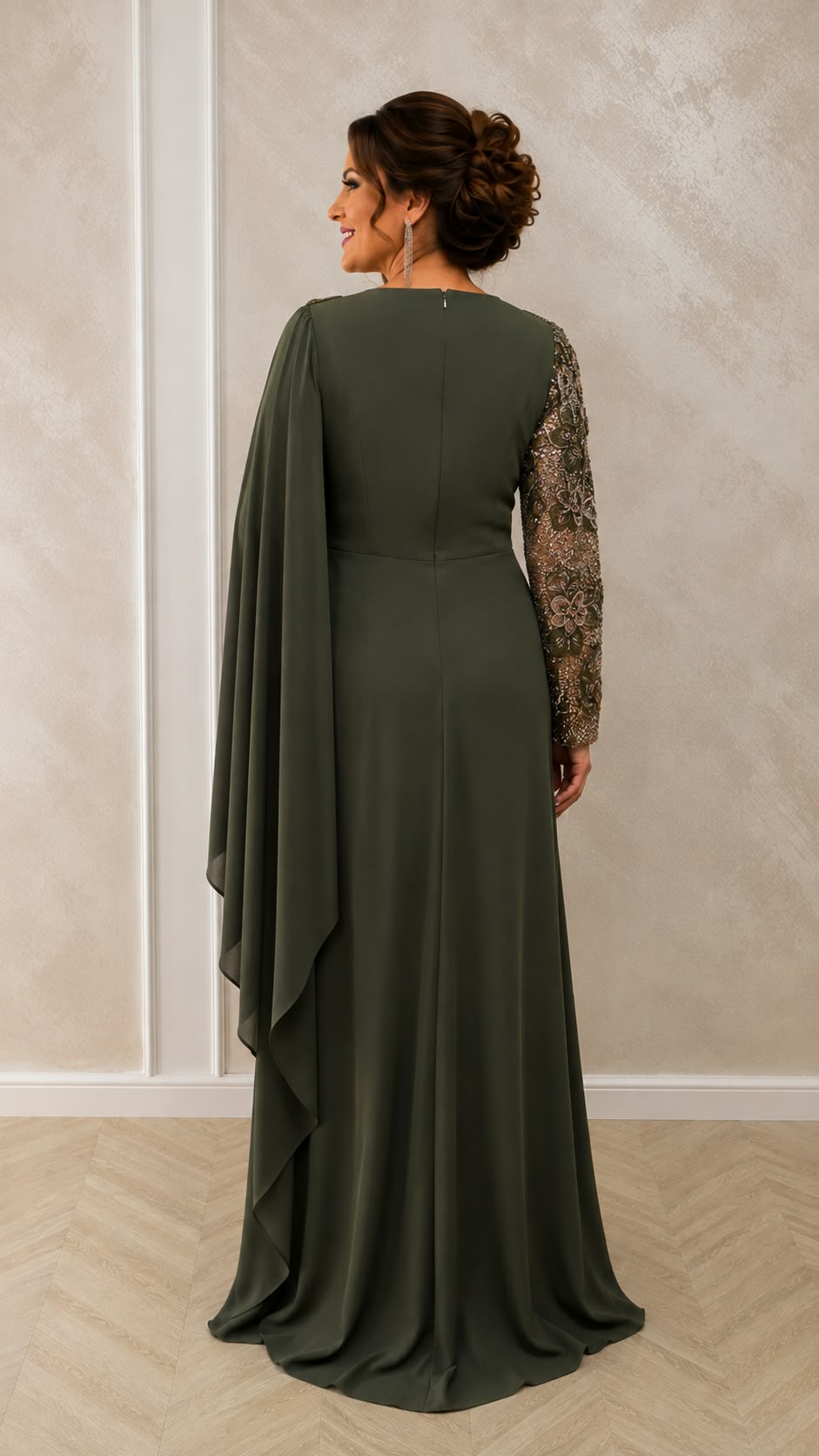 Rochia Dimelo - Rochie lunga eleganta pentru marimi mari cu broderie si perle