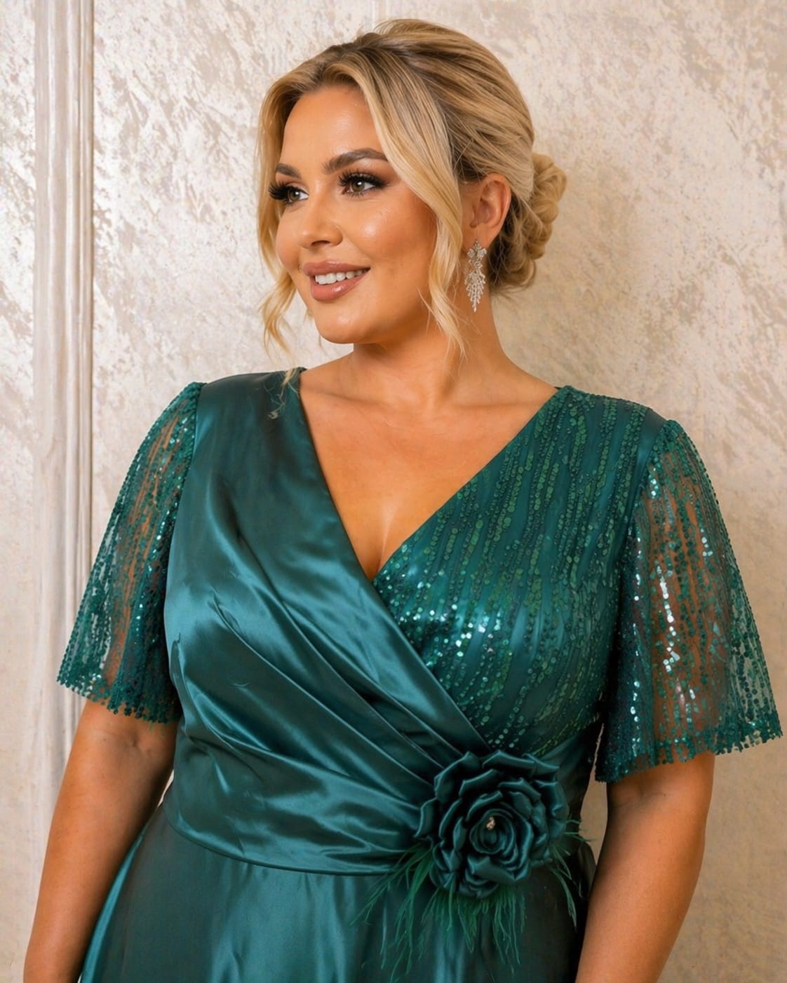 Rochia Almona – Rochie eleganta midi pentru marimi mari, rafinata si feminina