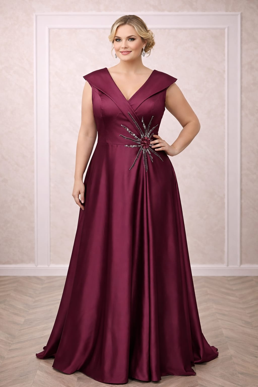 Rochia Lorena – Rochie eleganta lunga din satin cu slit pe picior