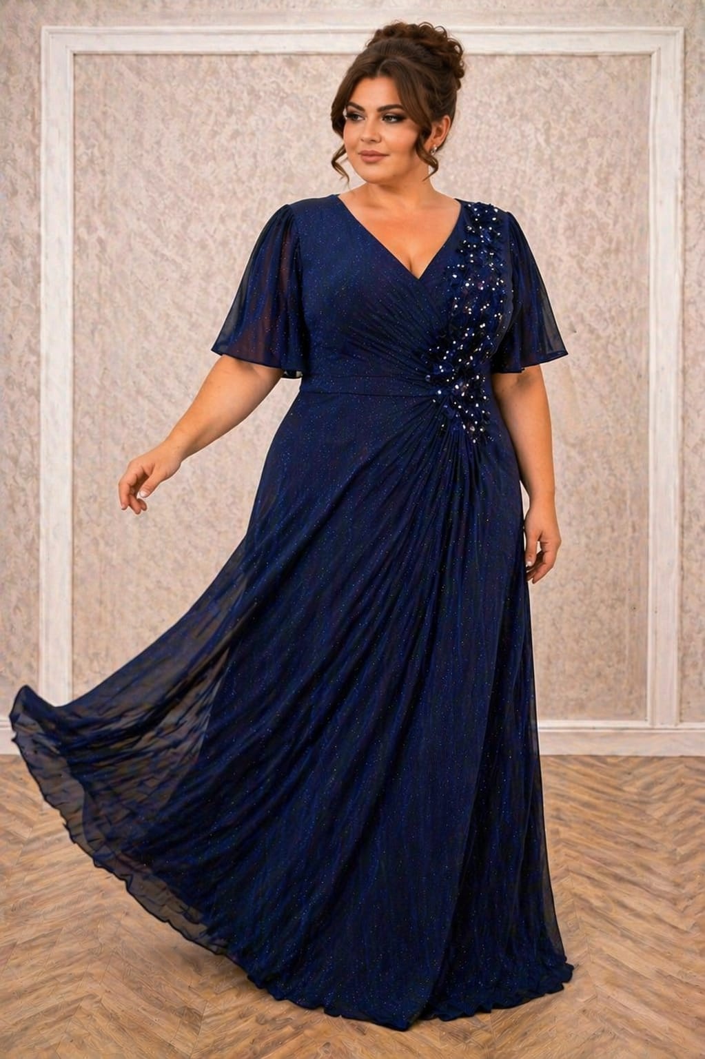 Rochia Dida – Rochie lunga din lurex pentru marimi plus size